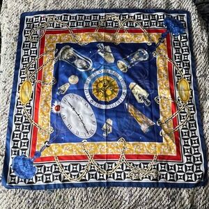 Jafra Cosmetics Scarf Temps Fugit Adorisse Italian Iverson Designer Blue Vintage